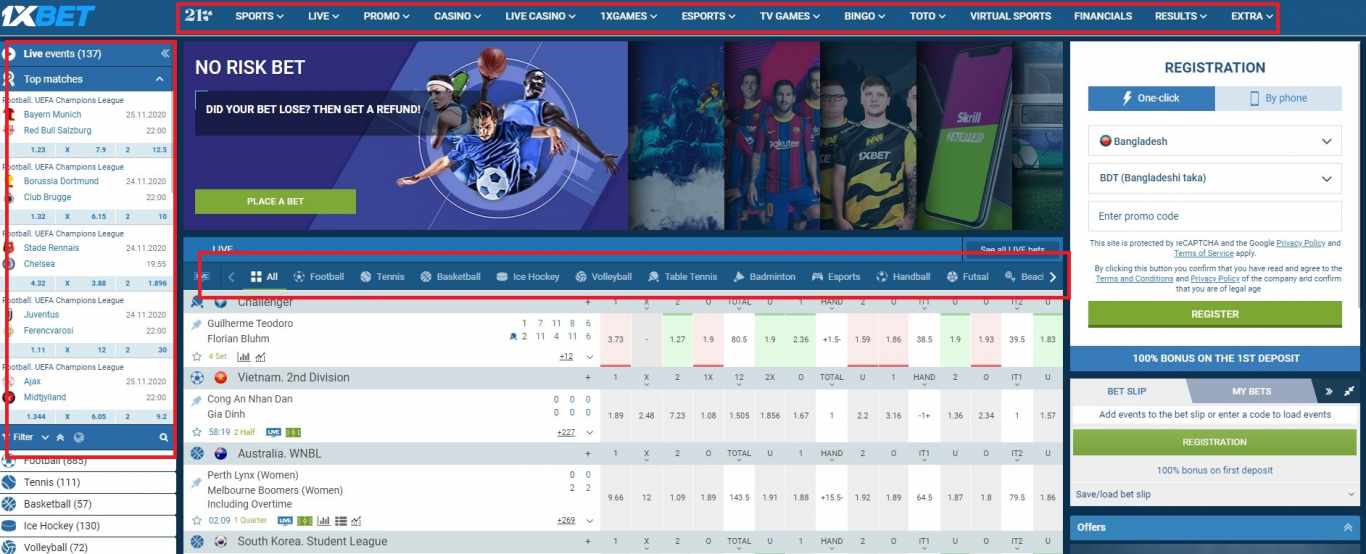 1xBet registration Bangladesh